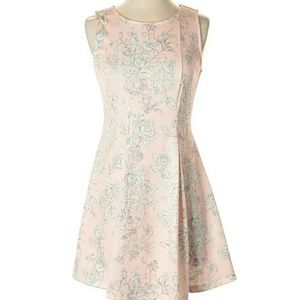 Anthropologie Elodie Pink Grey Floral Dress